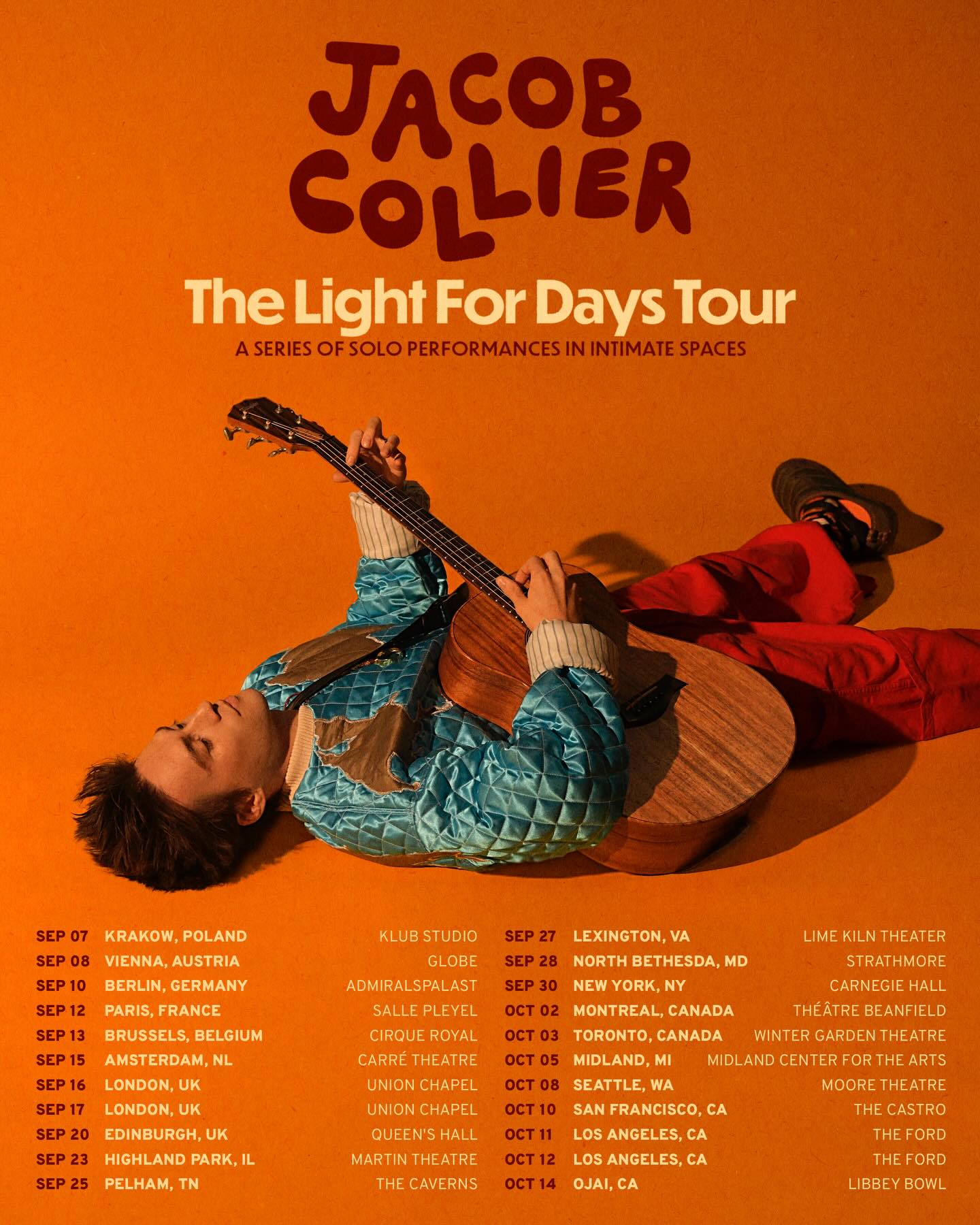 Jacob Collier The Light For Days Tour Poster 2026